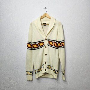 70s western cream white knit cardigan